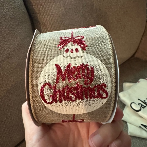 Hobby Lobby Merry Christmas Red and Tan Ribbon - Picture 1 of 2